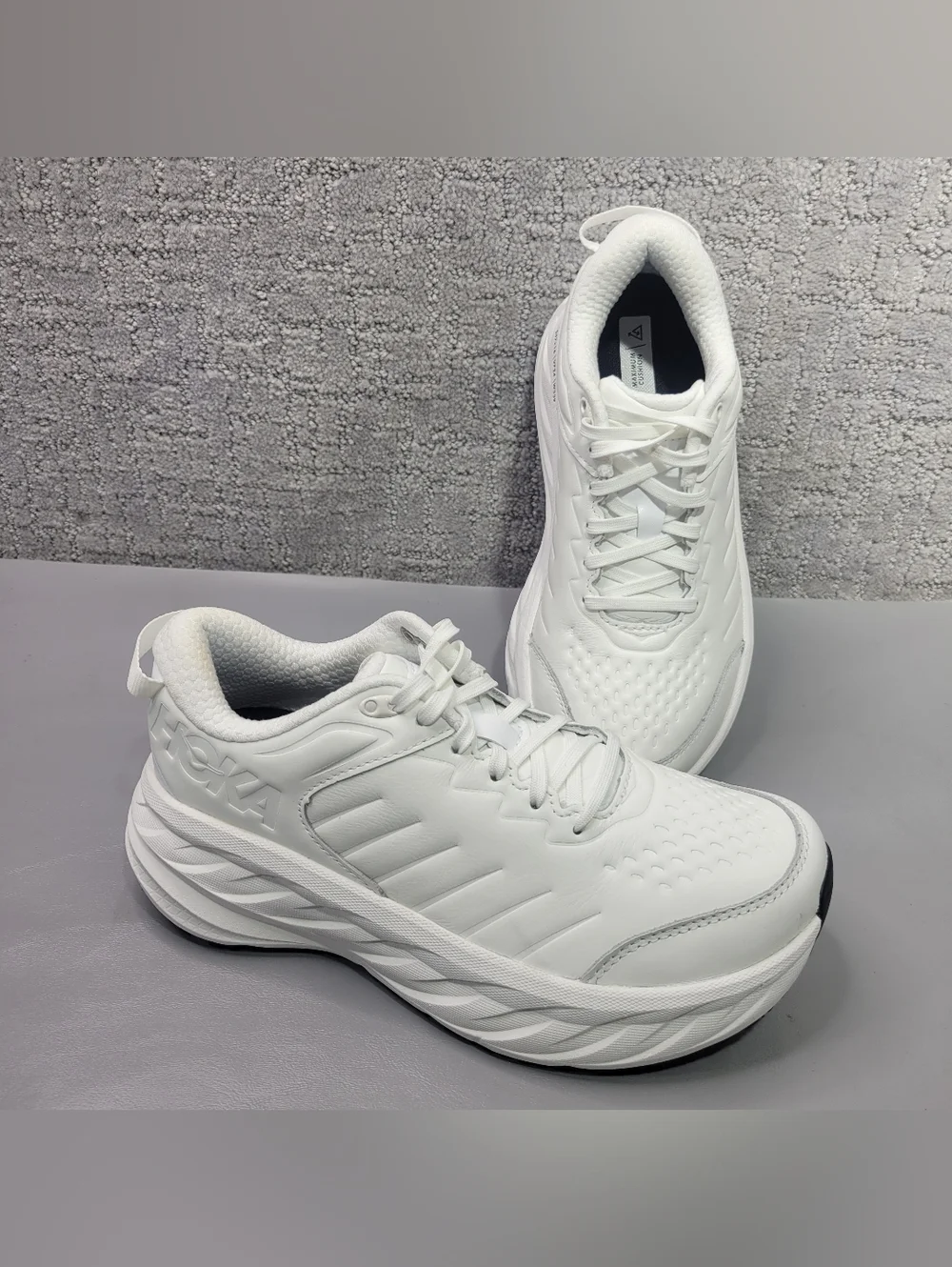 Hoka One One Bondi SR Women's US 8.5 White Leather Running Sneakers